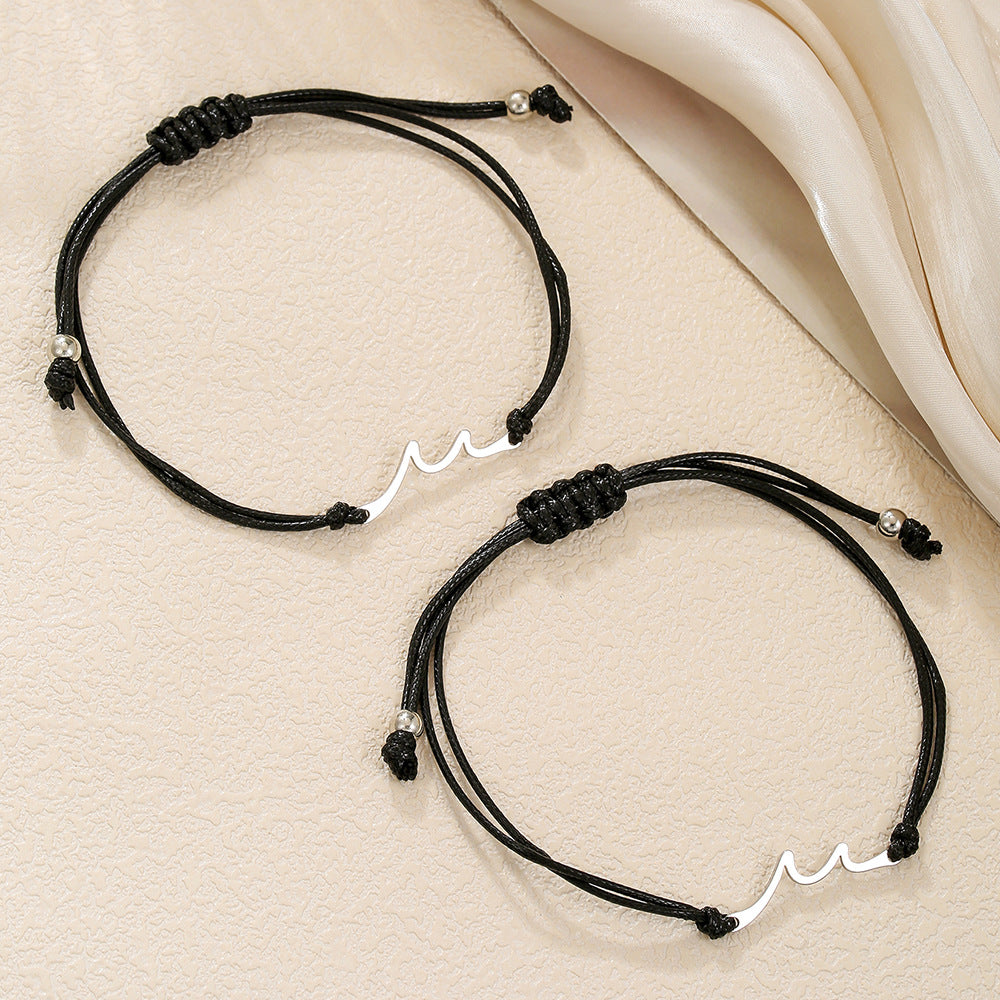 Minimalist Geometric Titanium Steel Wave Bracelet for Unisex
