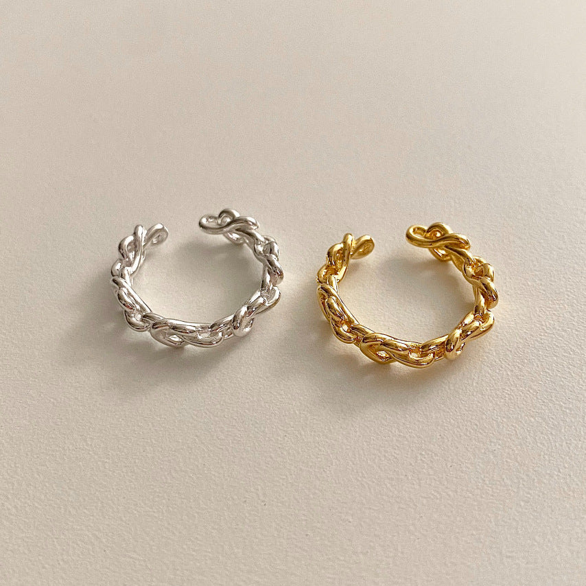 Anello da donna minimalista a forma di stella in argento sterling 925 con design a fascia aperta, stile naturale e fresco-dolce