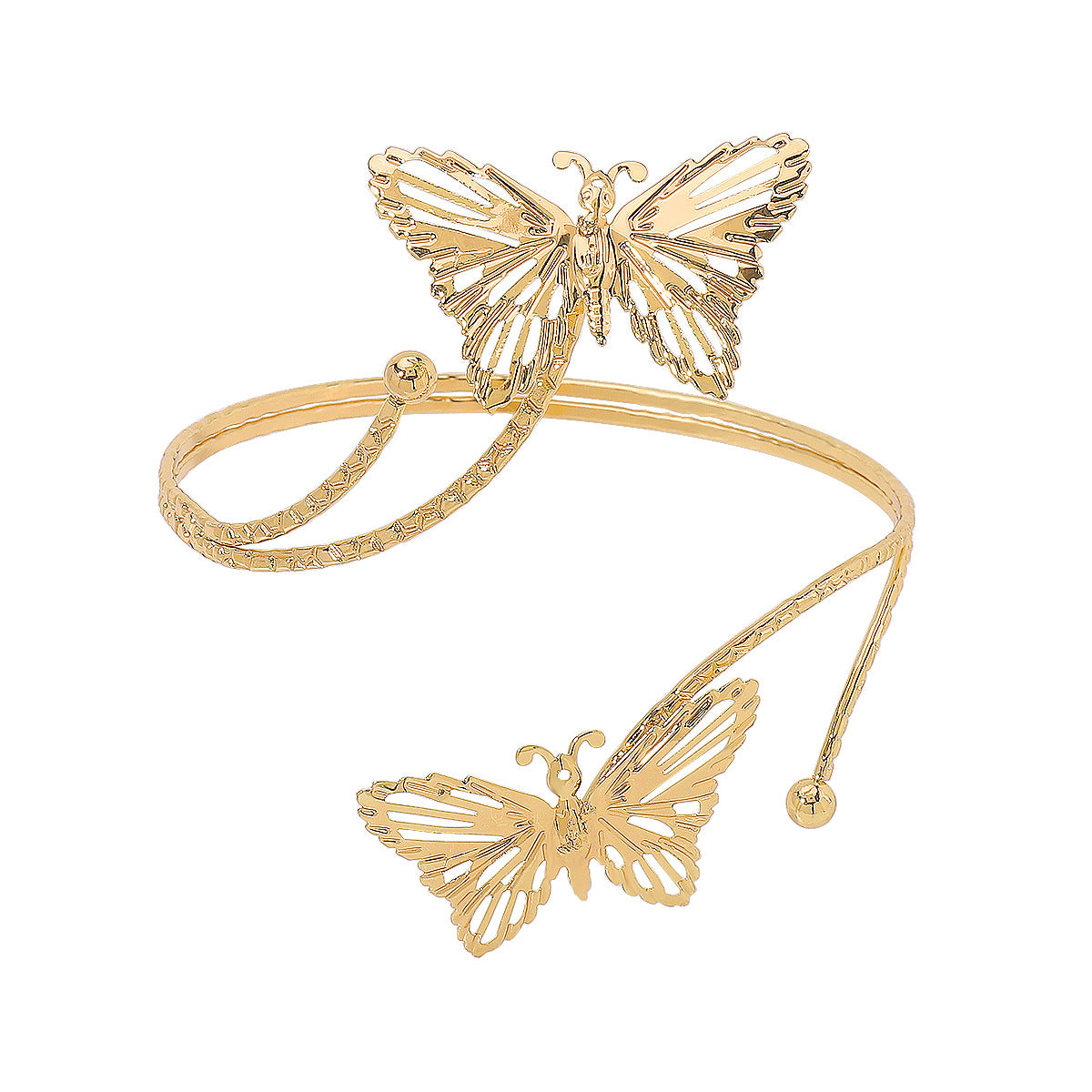 Pulsera abierta de lujo con diseño floral de mariposa para mujer con hierro galvanizado