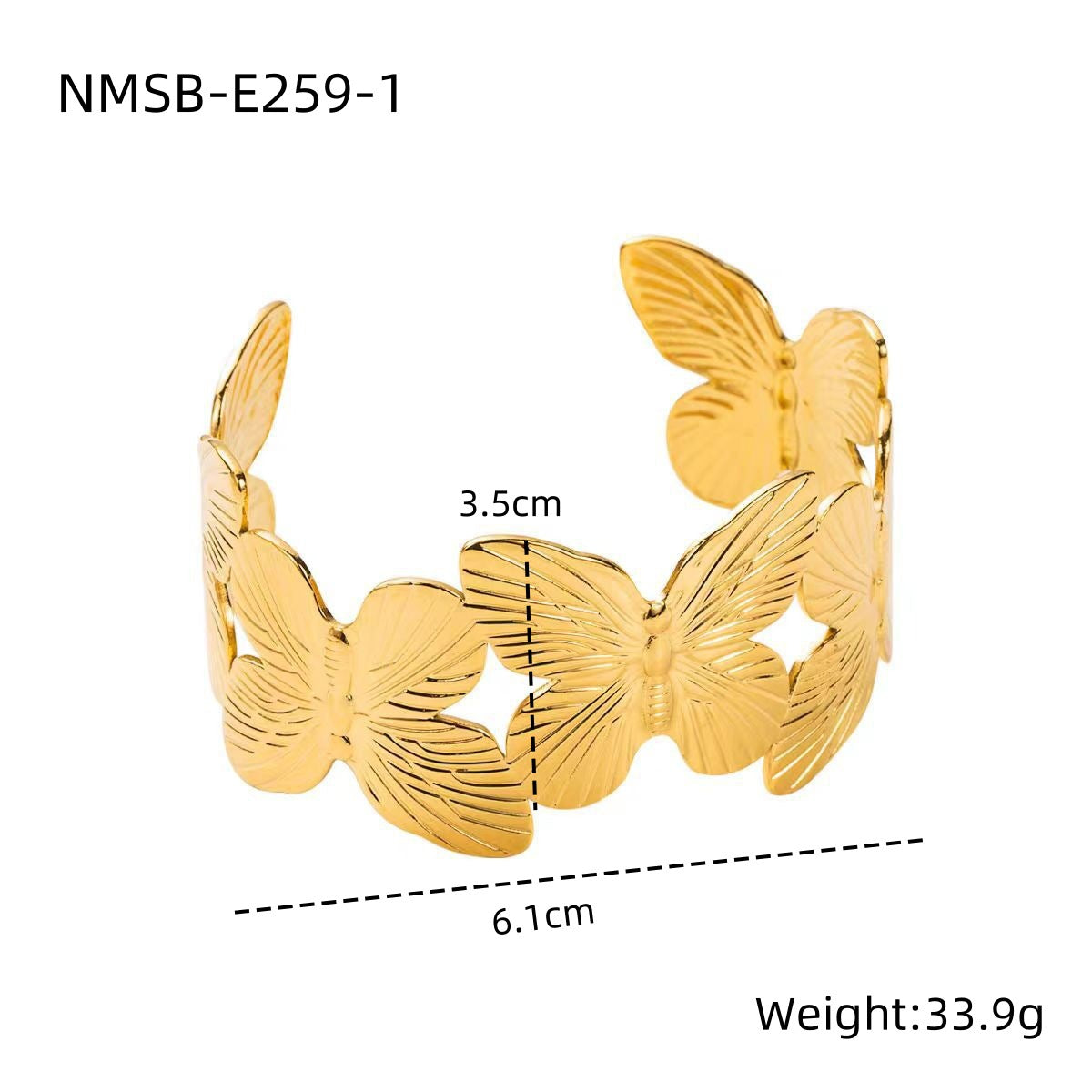Bracciale Minimalista a Farfalla da Donna in Acciaio al Titanio Placcato Oro 18K, Ipoallergenico e Resistente allo Sbiadimento