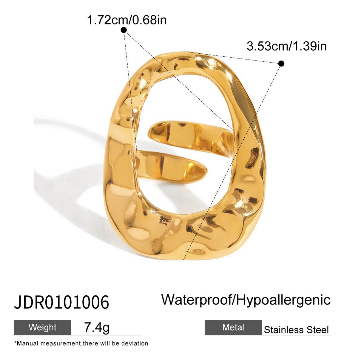 Anello geometrico in acciaio al titanio da donna con finitura placcata, fascia ipoallergenica in acciaio inossidabile, anello di moda di lusso minimalista
