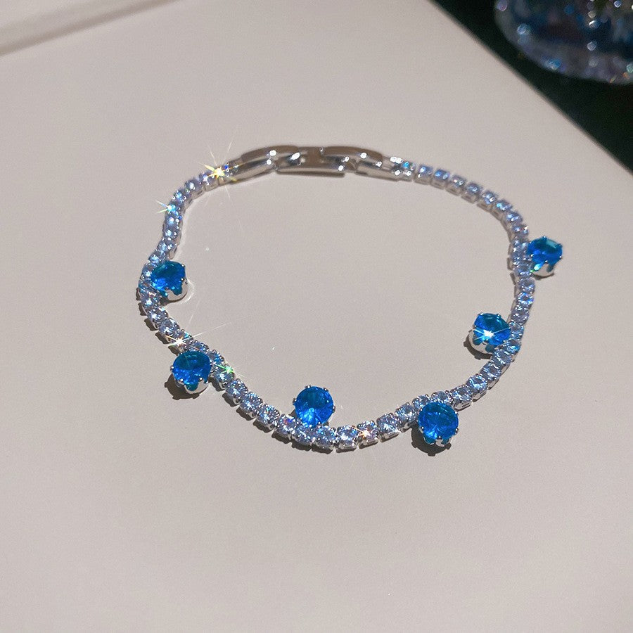 Sweet Minimalist Geometric Floral Brass Bracelet with Cubic Zirconia Inlay for Women