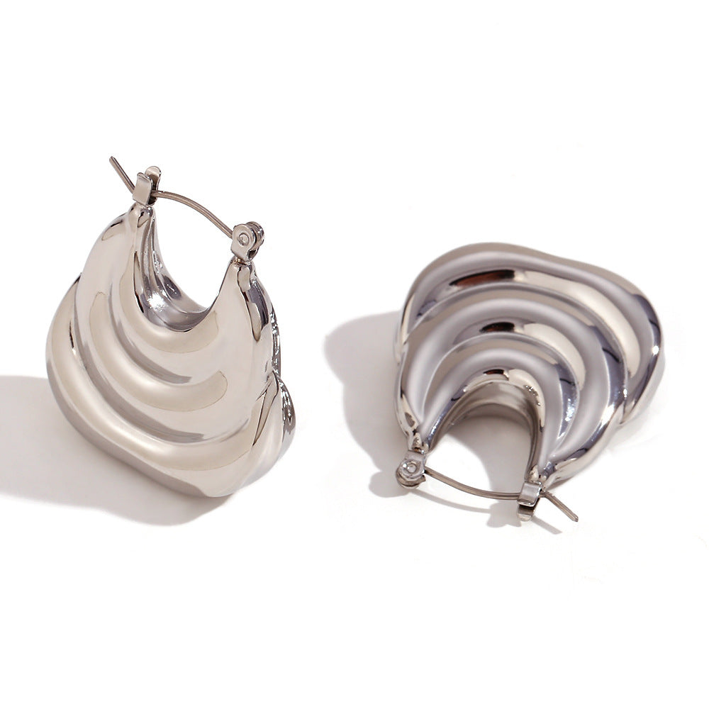 Orecchini a Clip da Donna in Acciaio Inox con Stampa Geometrica Serpente Vintage, Placcati Oro 18K