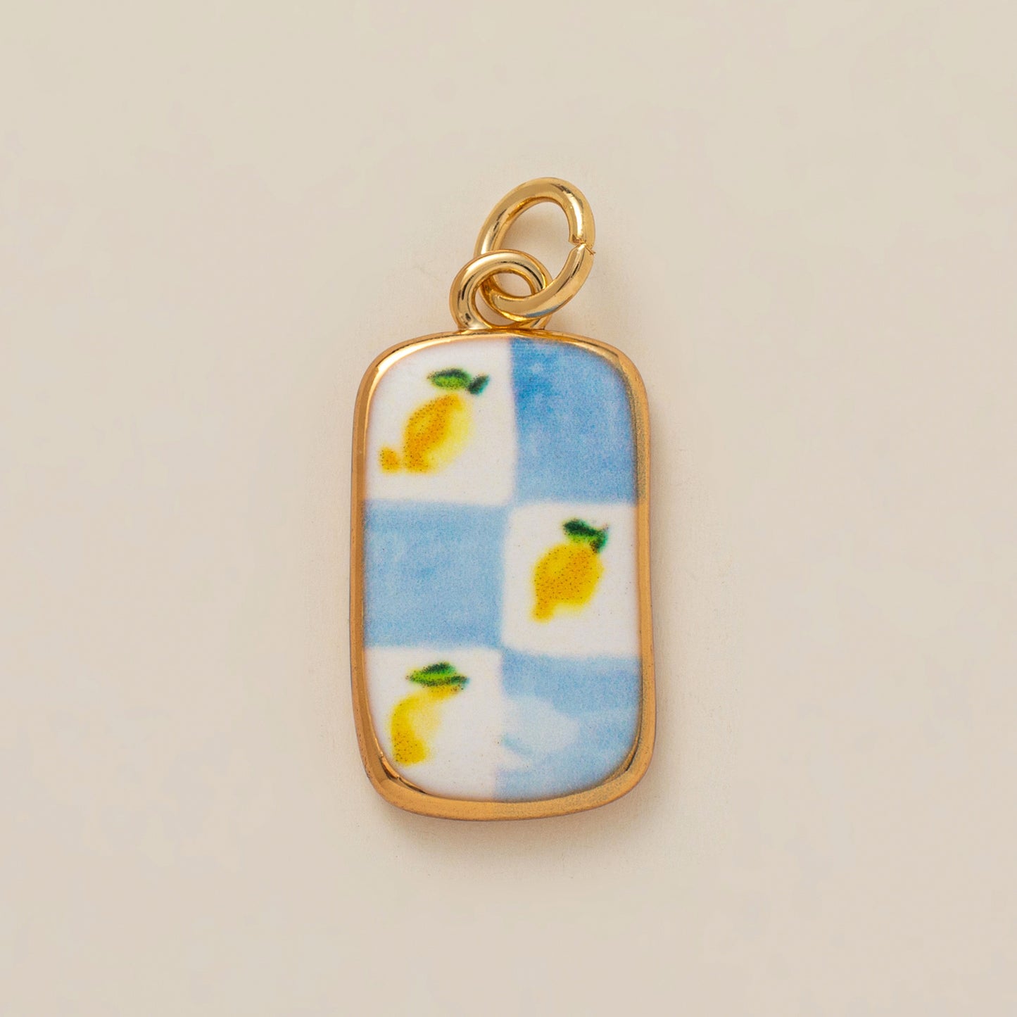 Vintage Plated Brass Ceramic Mushroom Heart Floral Charm Bar