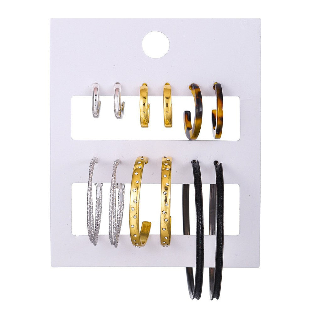 Vintage Geometric Round Plated Stainless Steel Hoop Earrings Set for Women and Men