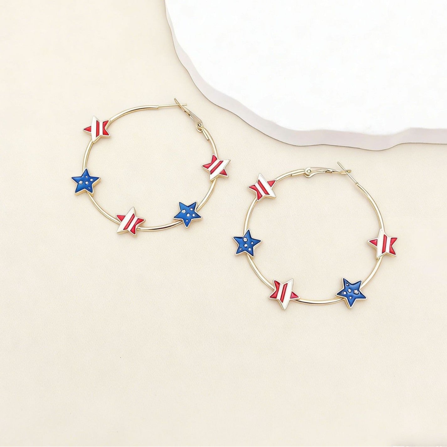 Star Drip Oil Plated Stainless Steel Hoop Earrings for Women