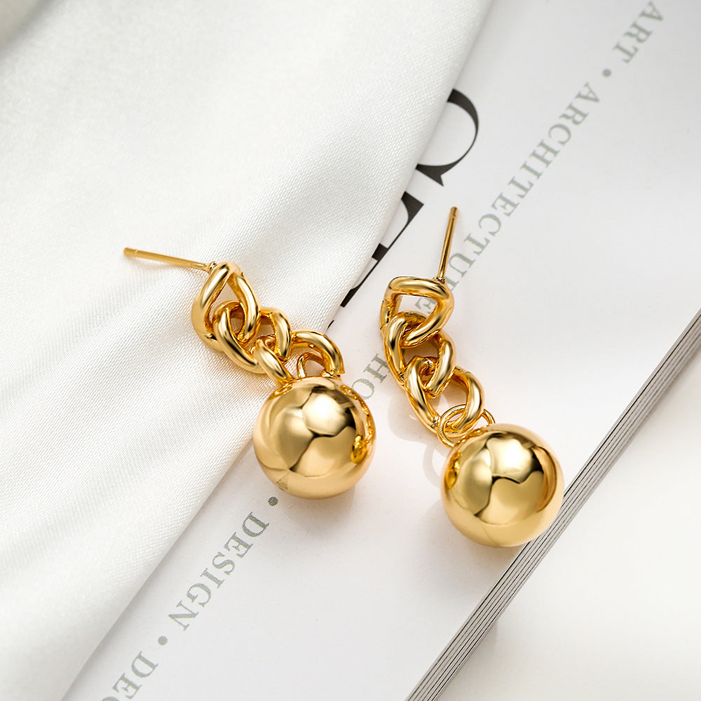 Orecchini a perno da donna minimalisti geometrici con sfera placcati in oro rame