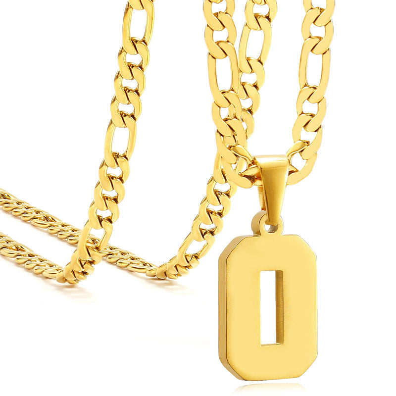 Minimalist Numeric Pendant Necklace for Men and Women Stainless Steel Chain with Polished Titanium Steel Charm