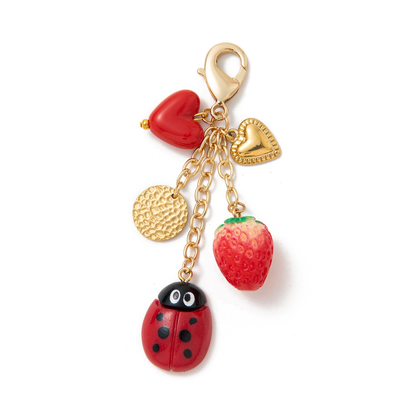Geometric Heart Fruit Alloy Plated Bag Charm Keychain