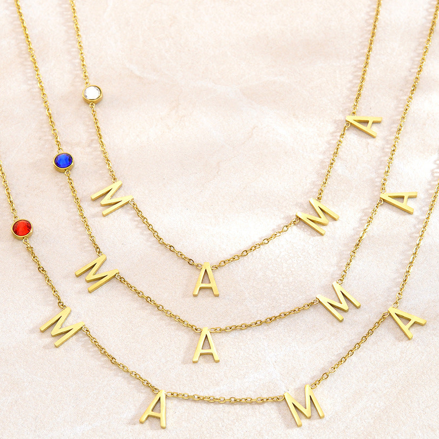 Elegante set collana e orecchini da donna con lettera in acciaio inossidabile e zirconia cubica