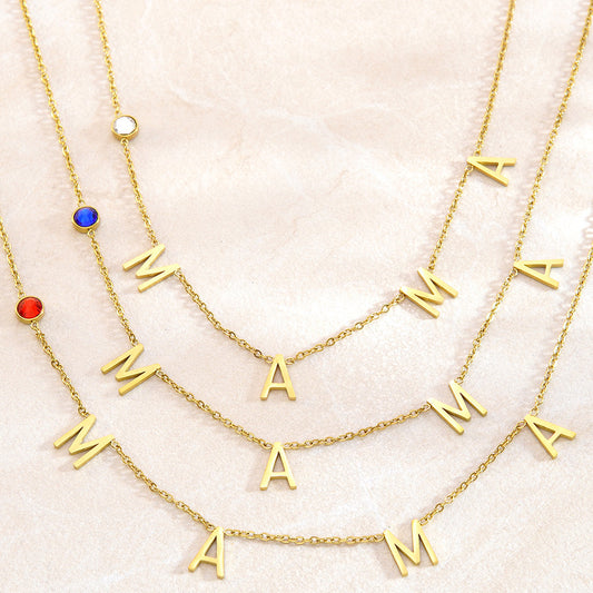 Elegante juego de collar y pendientes de acero inoxidable con inicial y circonita cúbica para mujer