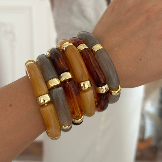 Bracciale da donna placcato in acrilico con sfumatura geometrica vintage