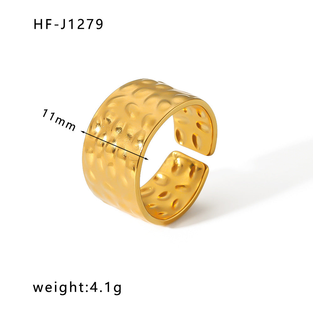 Minimalist Geometric Stainless Steel Ring with 18K Vacuum Plated Finish for Women