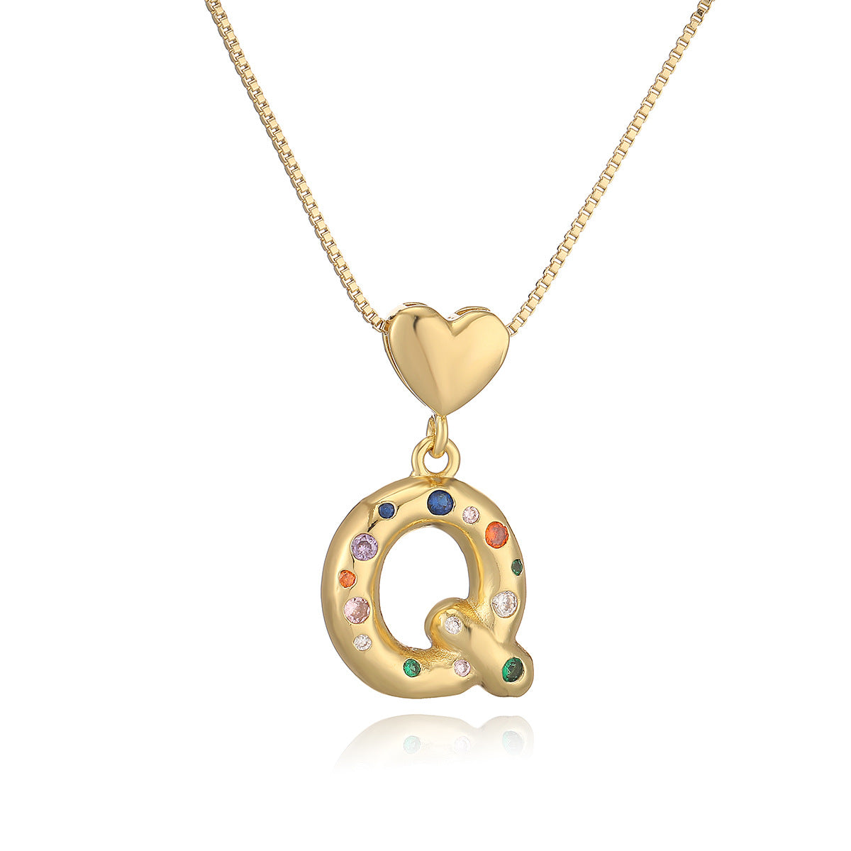Collana Pendente Minimalista a Lettera in Rame Placcato Oro 18K con Intarsio di Zirconi per Donna