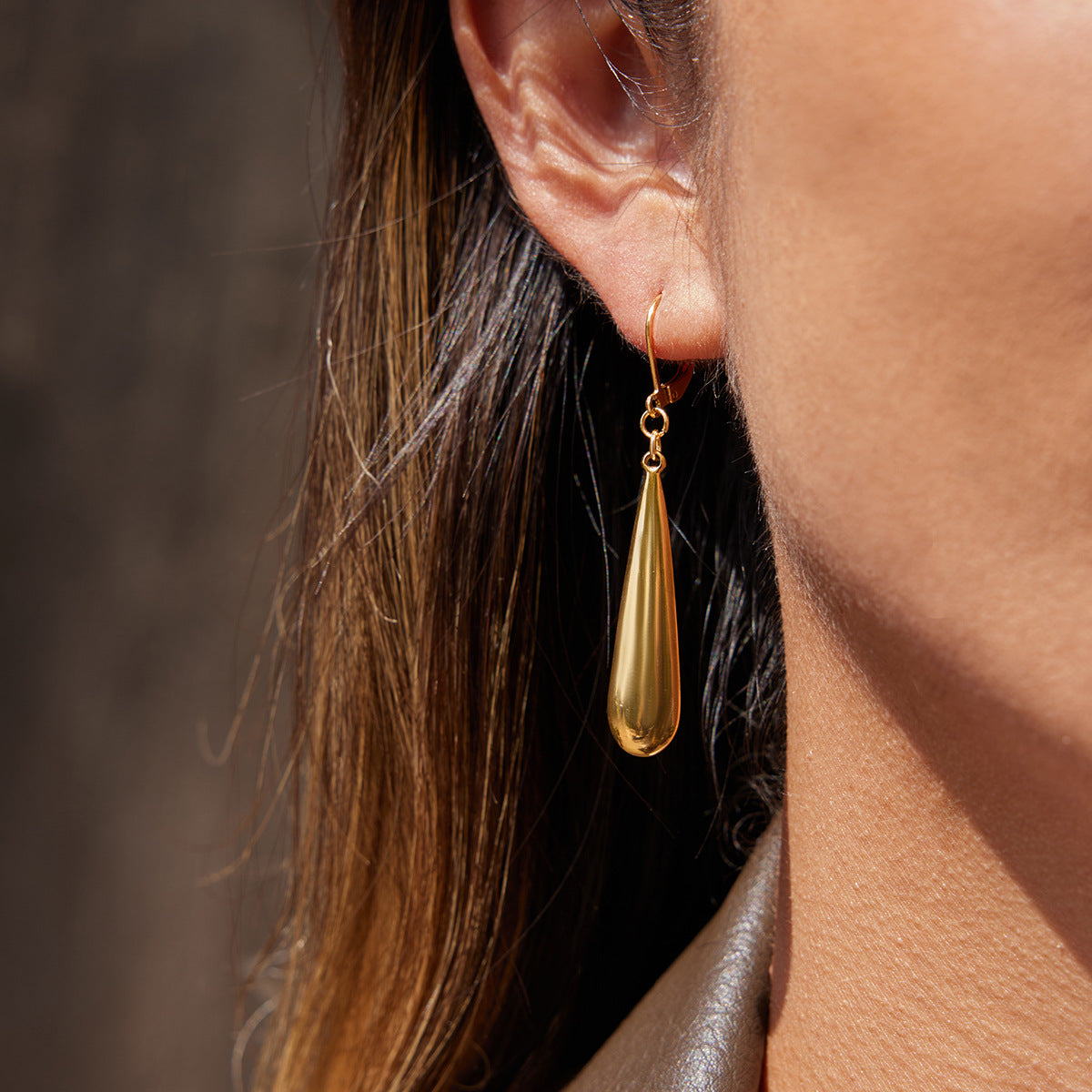 Elegantes Pendientes de Acero Inoxidable con Forma de Gota de Agua y Acabado Chapado para Mujer, Joyería Geométrica de Moda para el Día a Día