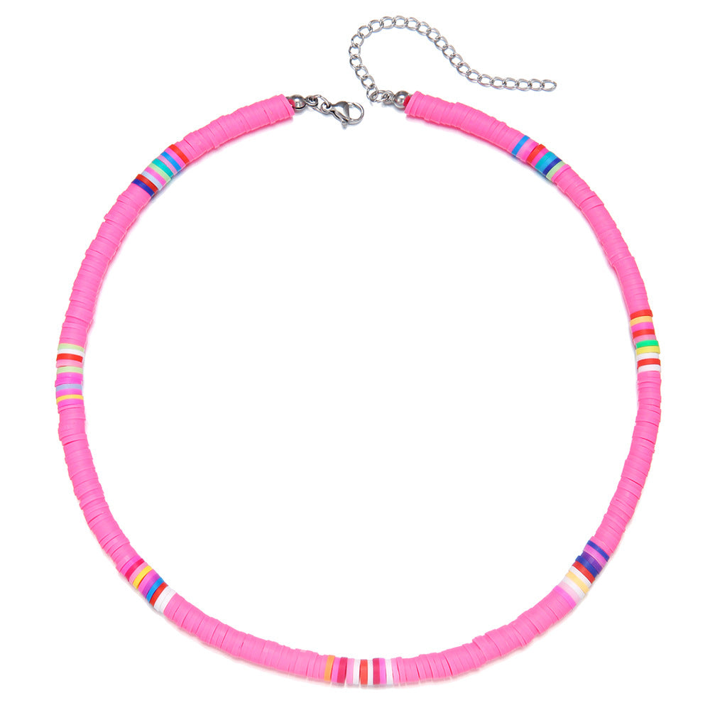 Minimalist Geometric Round Stainless Steel Resin Beaded Cable Chain Charm Bar