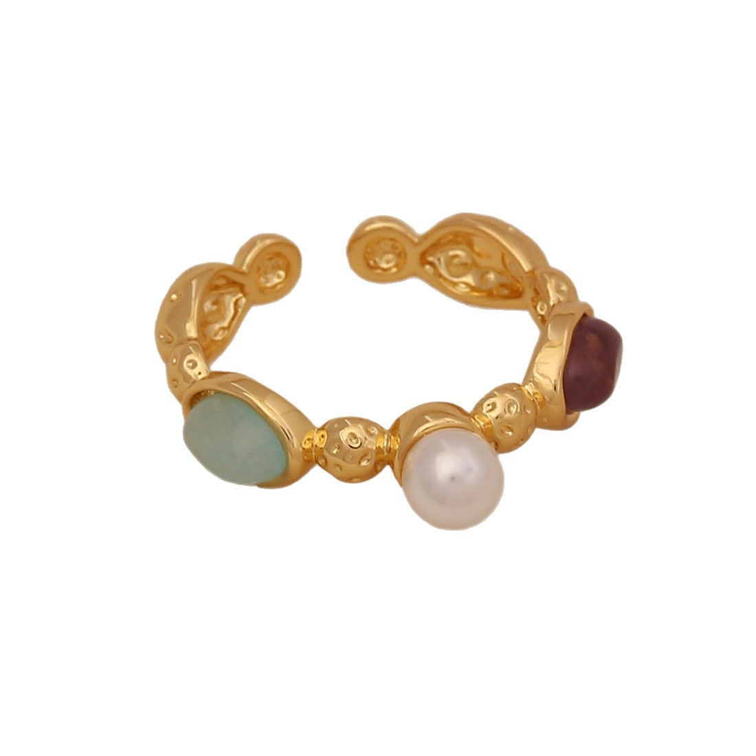Anello vintage geometrico in rame smaltato da donna con motivo floreale a camelia