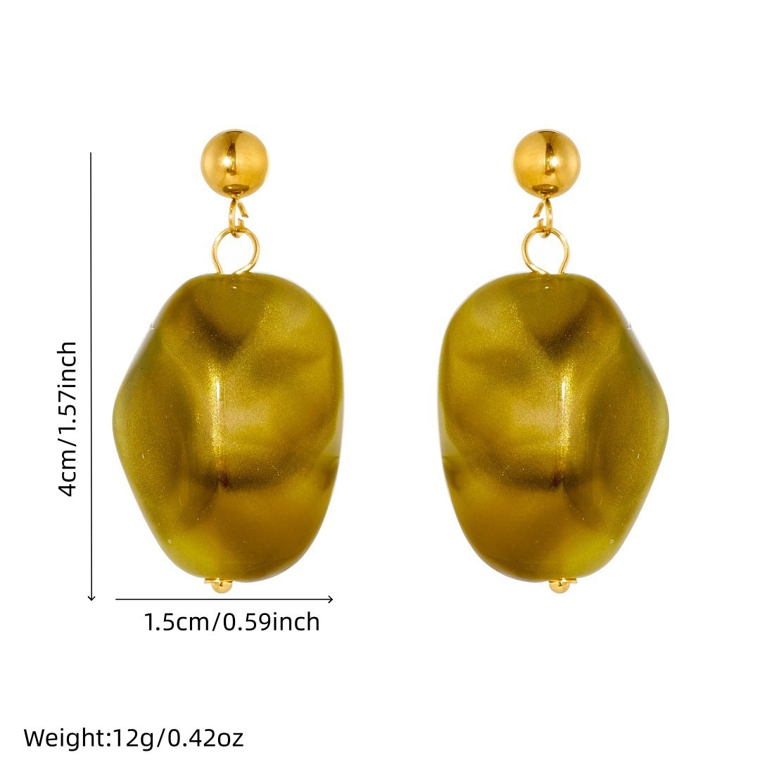 Vintage Ethnic Geometric Resin Gold Plated Stainless Steel Earrings