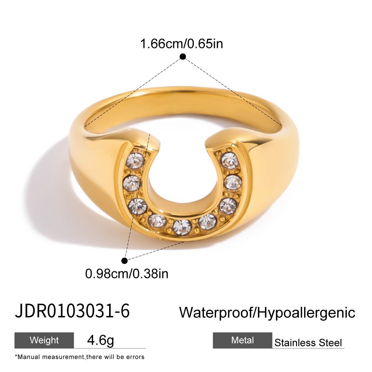 Anillo chapado en acero titanio y acero inoxidable geométrico con circonita para mujer, joyería minimalista elegante y de moda