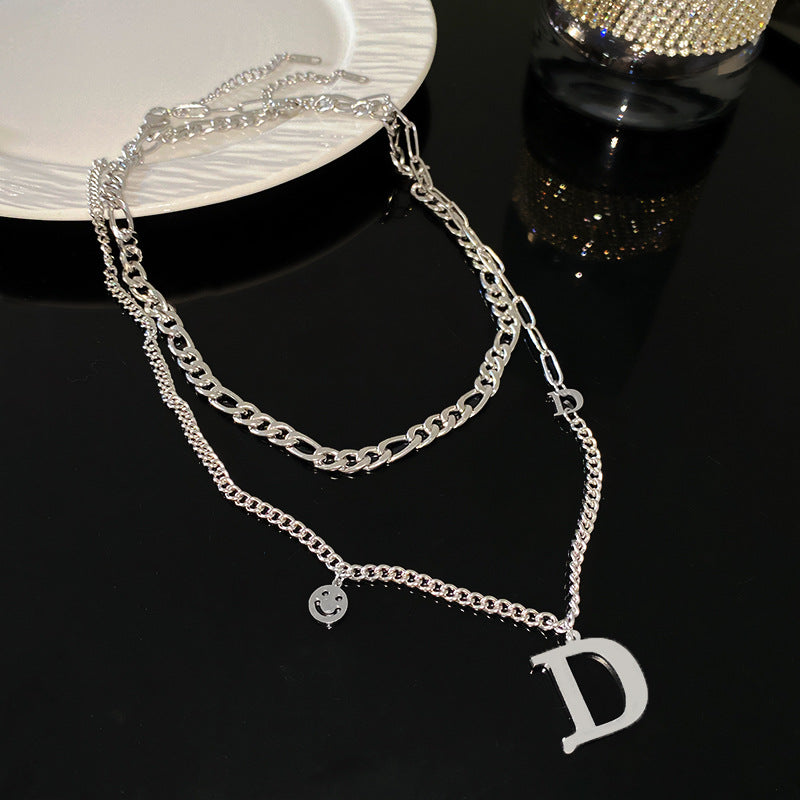 Minimalist Streetwear Letter D Titanium Steel Plated Necklace Unisex