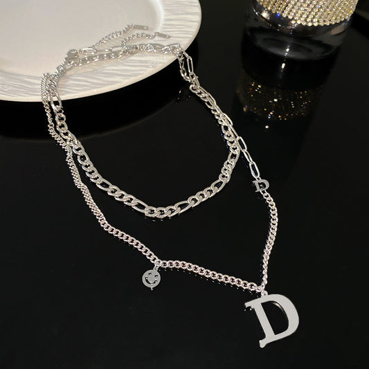 Minimalist Streetwear Letter D Titanium Steel Plated Necklace Unisex