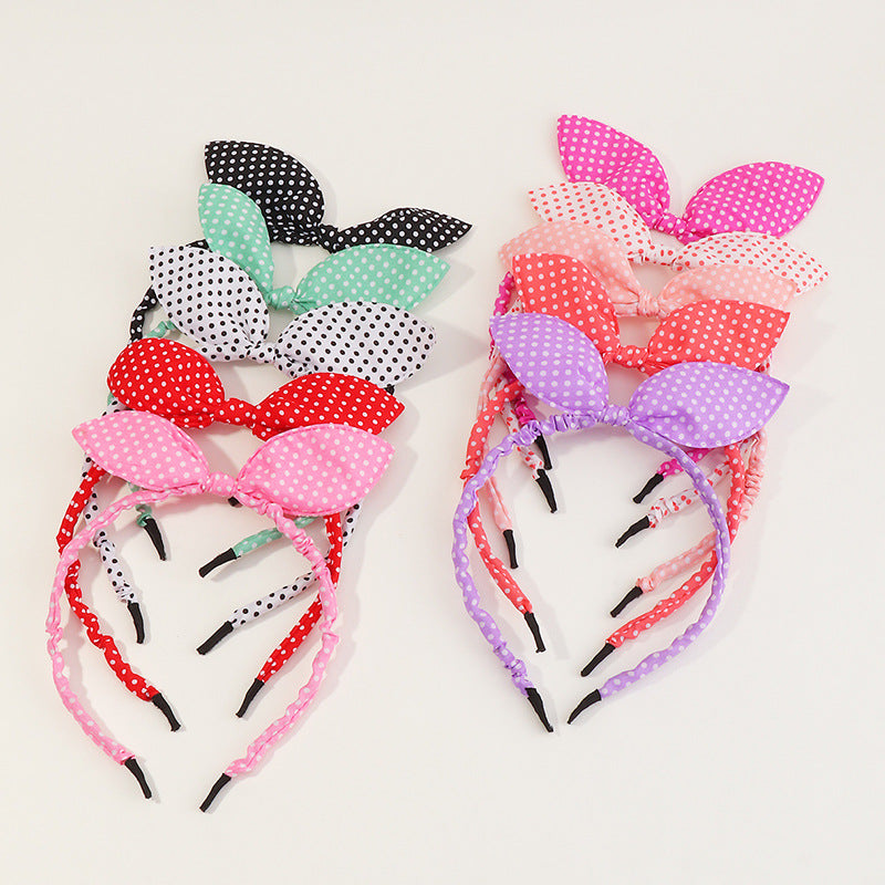 Graziosa fascia per capelli con fiocco e motivo a pois per bambini, con orecchie di Minnie Mouse, accessorio per capelli fatto a mano in tessuto