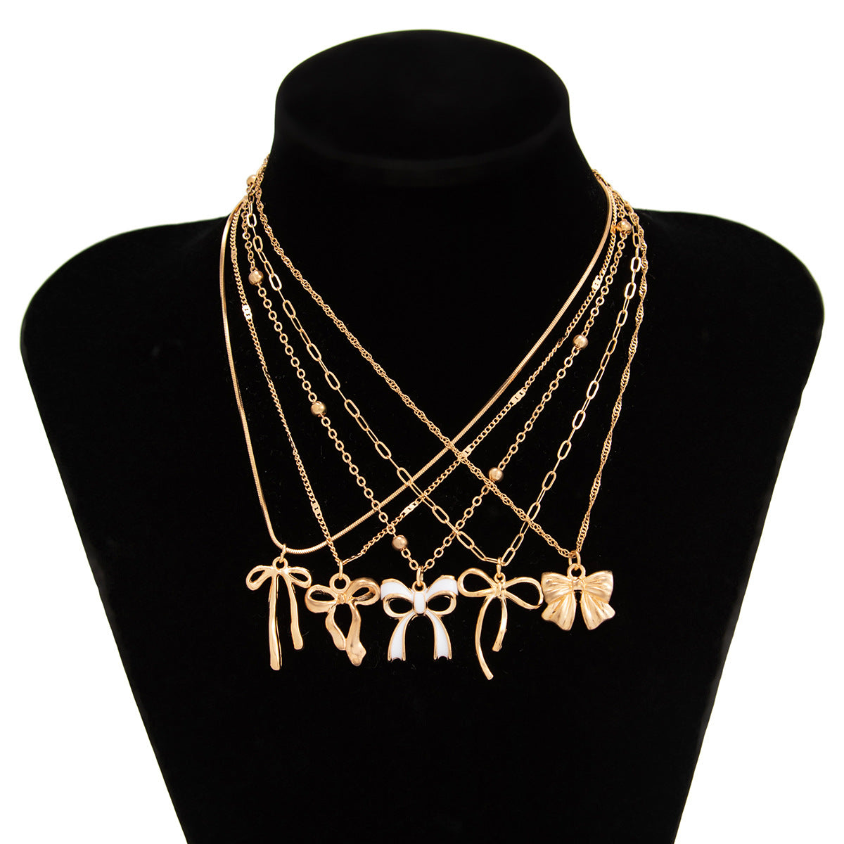 Punk Heart Star Zinc Alloy Plated Pendant Necklace with Tassel Rope Chain for Women