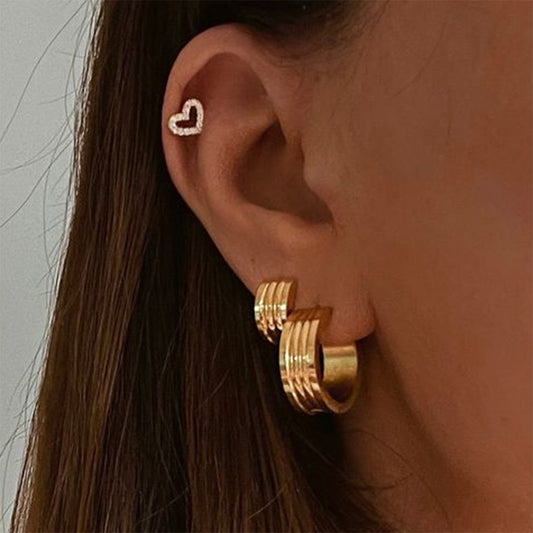 INS Style Geometric Titanium Steel Earrings with 18K Gold Plating for Women