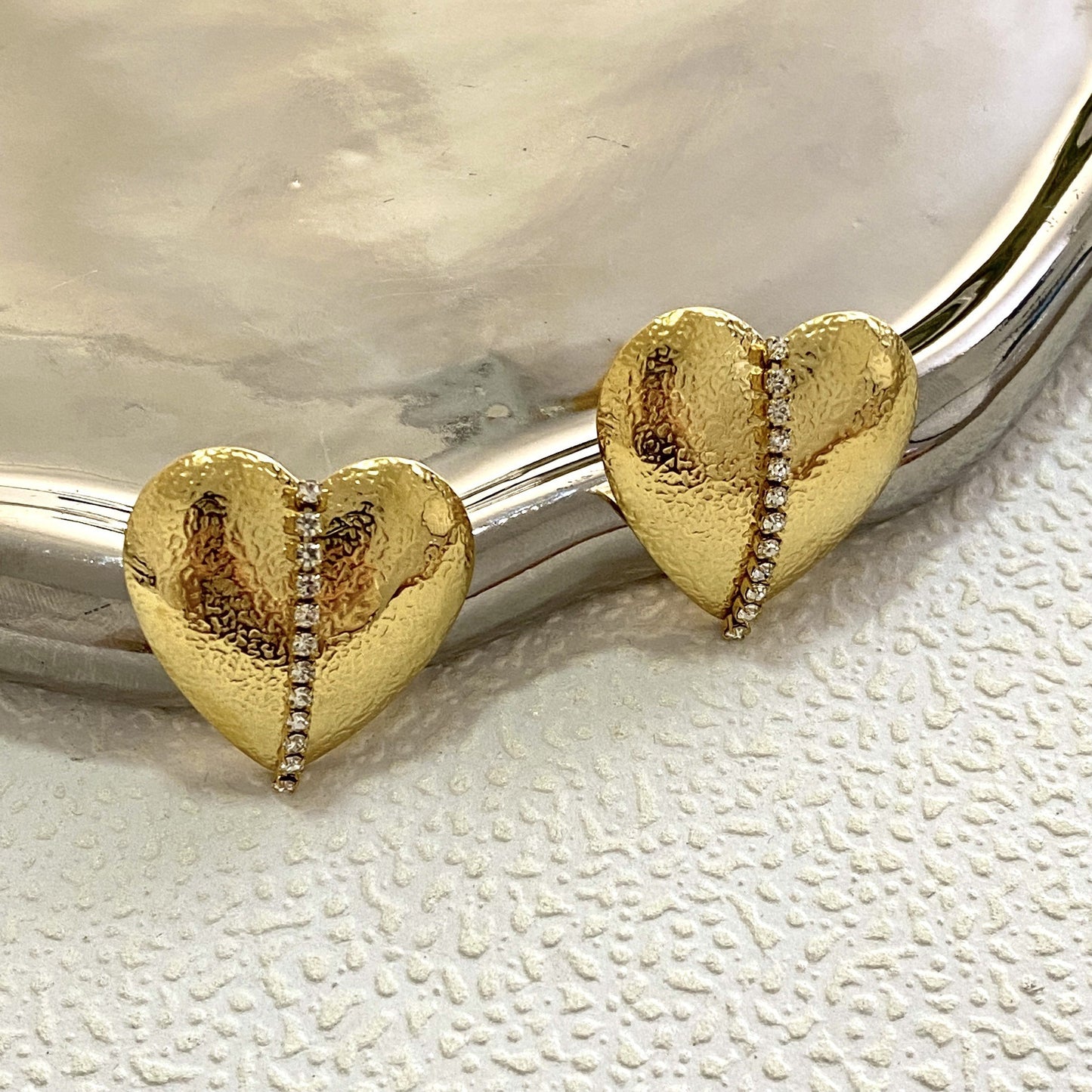 Sweet Geometric Heart Stainless Steel Titanium Steel Earrings