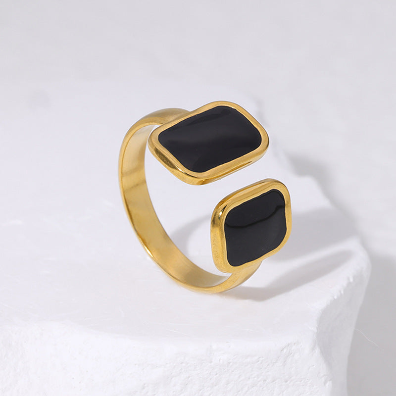Anello Apribile Geometrico Minimalista in Acciaio al Titanio Placcato Oro 18K da Donna