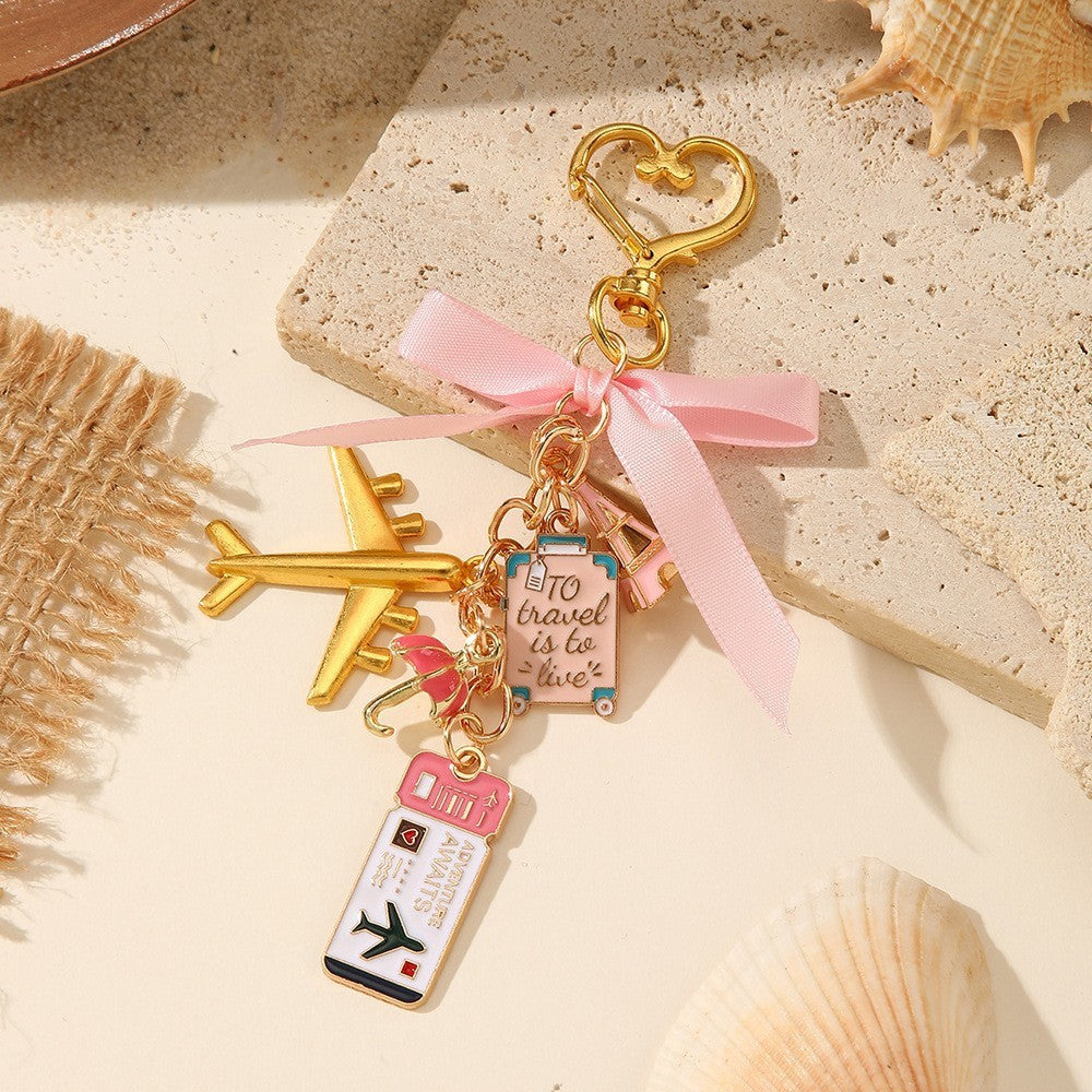 Sweet Minimalist Geometric Star Moon Zinc Alloy Keychain Bag Charm