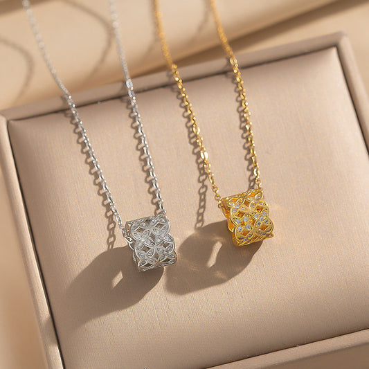 Collana da donna con ciondolo a forma di vita geometrica minimalista in acciaio al titanio placcato oro