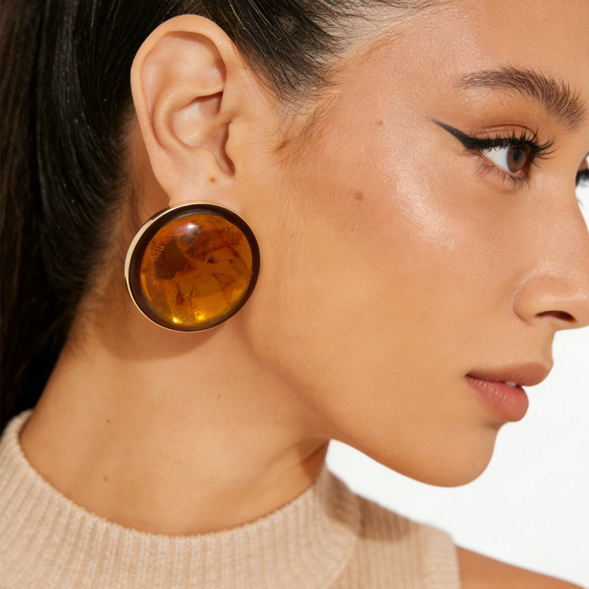 Vintage Geometric Round Iron Plated Earrings for Women