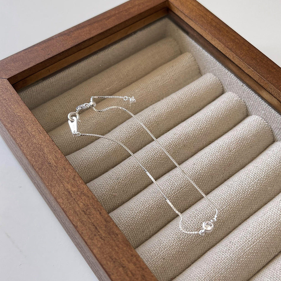 Minimalist Sweet 925 Sterling Silver Geometric Box Chain Adjustable Bracelet for Women