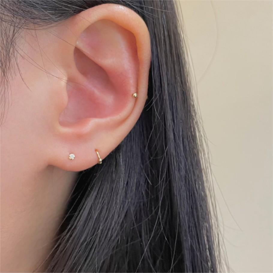 Minimalist Geometric Letter-Shaped 925 Sterling Silver Stud Earrings with AB Rhinestone Inlay