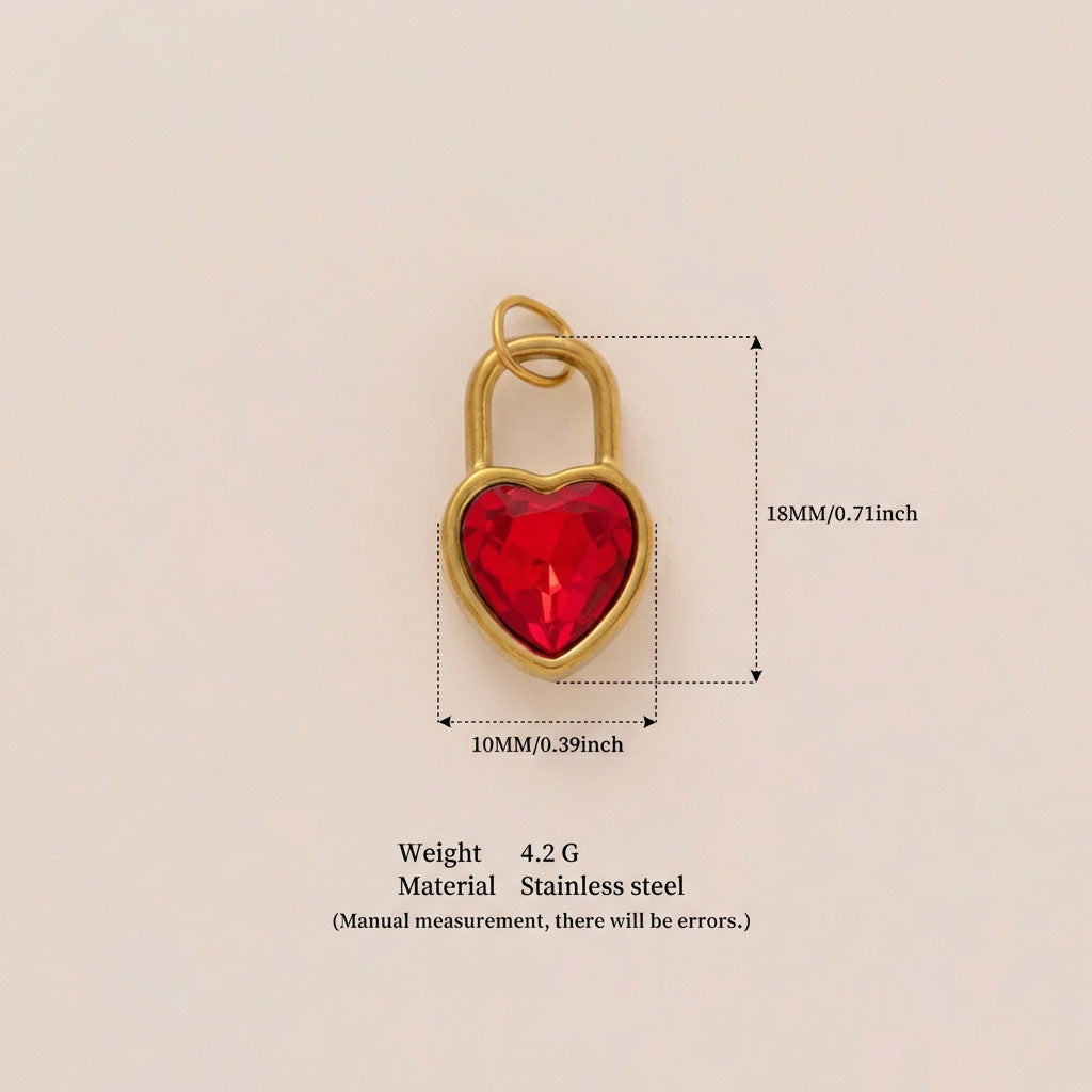 Vintage 18K Gold Plated Stainless Steel Heart Geometric Pendant Necklace with Cubic Zirconia Inlay DIY Charm Bar