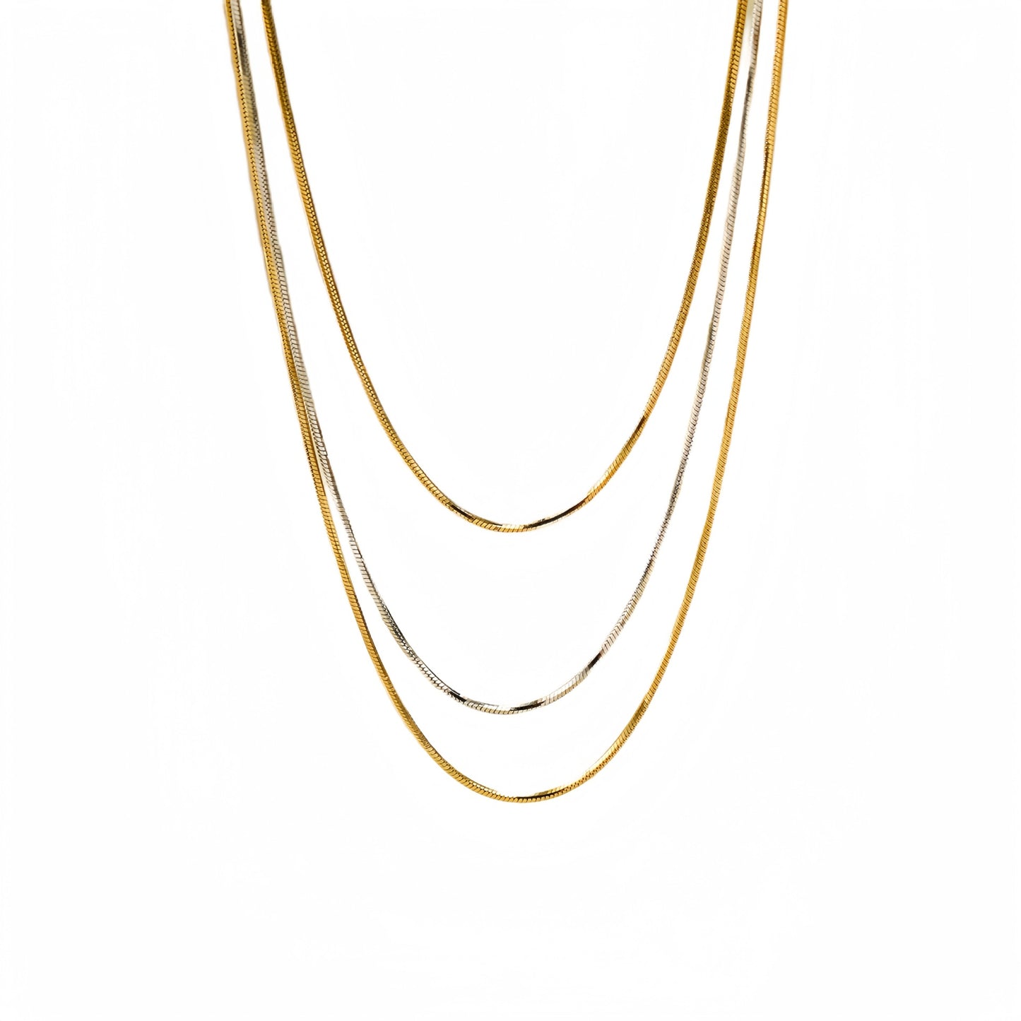 Collana a Catena Serpente Geometrica Minimalista in Acciaio Inossidabile per Donna con Ciondolo in Acciaio al Titanio Placcato Oro 18K