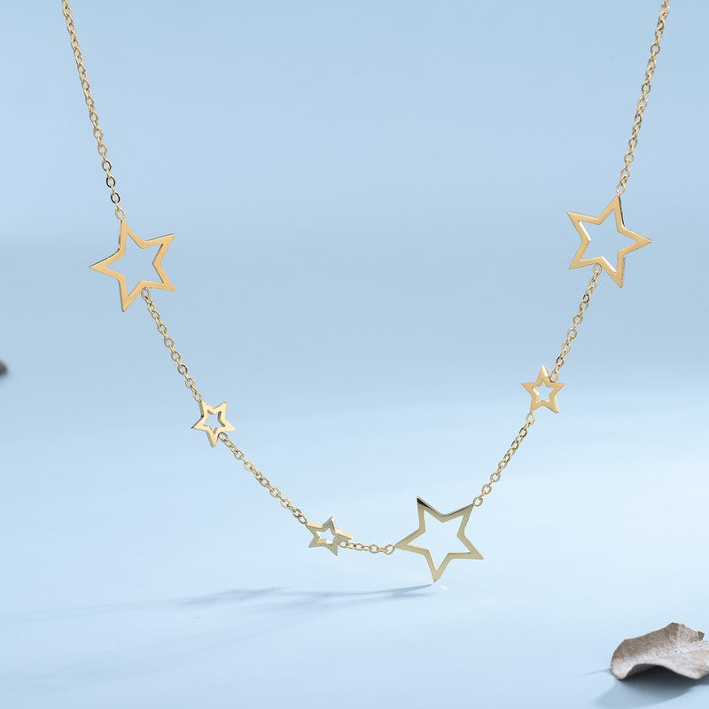 Minimalist Star Pendant Necklace for Women in Stainless Steel with Polished Finish Geometric Design
