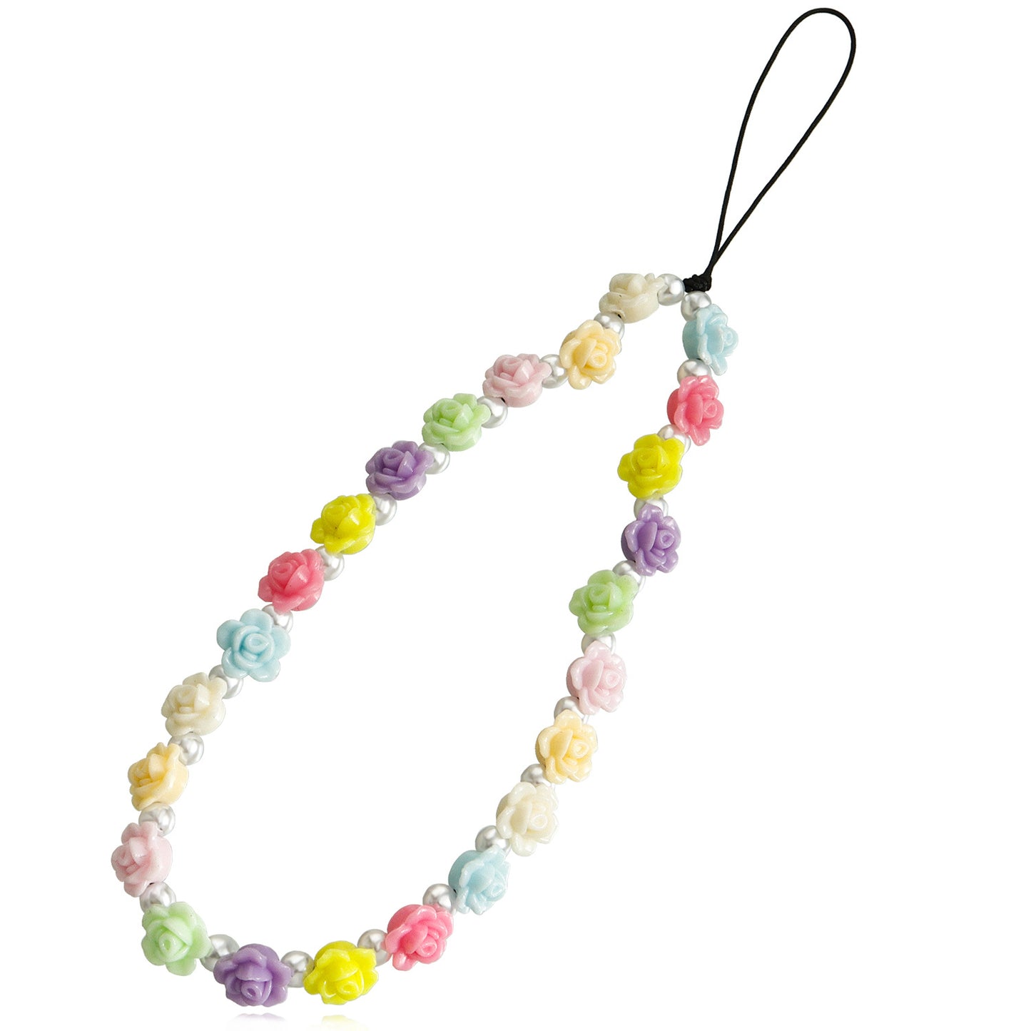 Minimalist Heart Floral Acrylic Plated Charm Bar Phone Strap