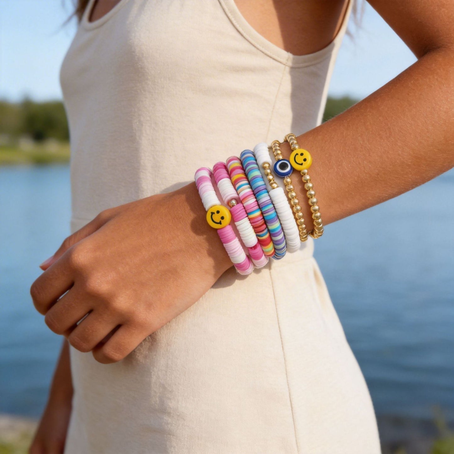 Rainbow Letter Heart Pearl Bracelet