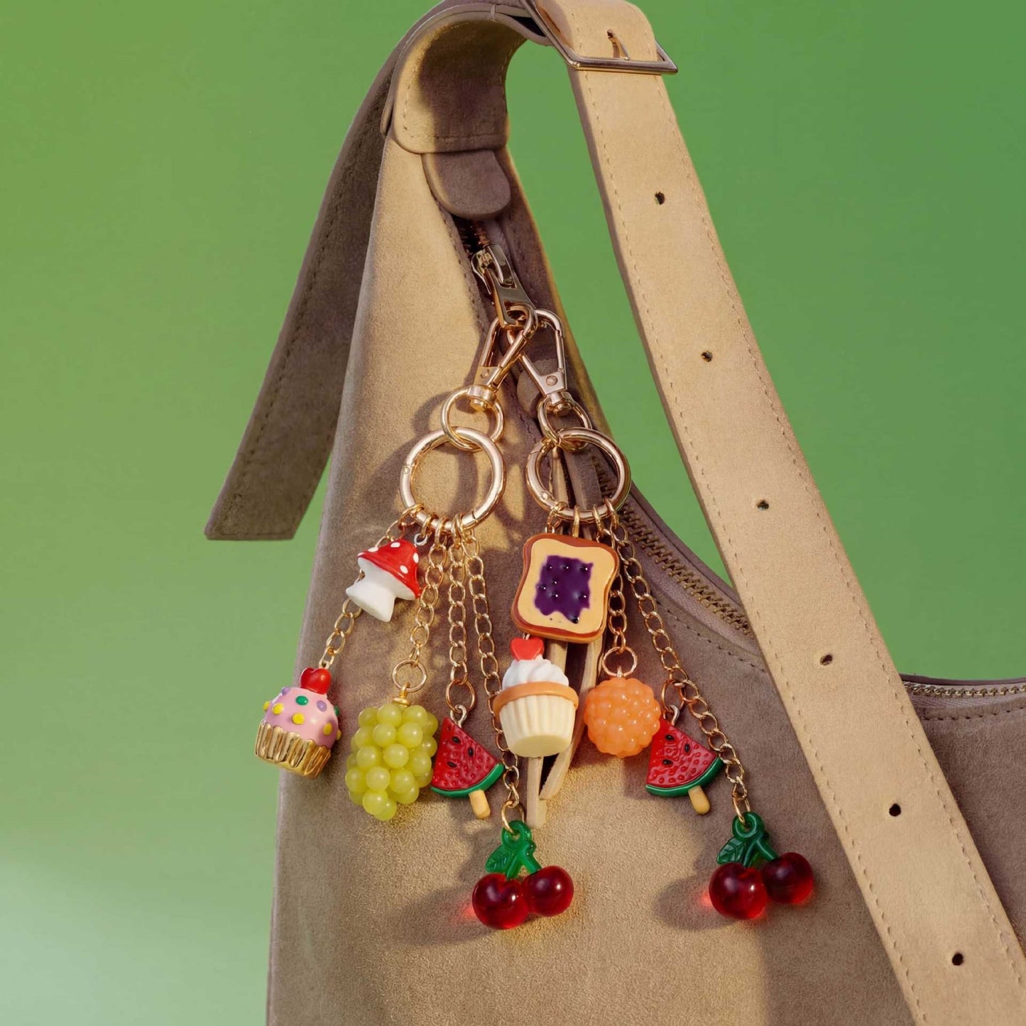 Sweet Acrylic Food Shape Bag Chain Charm with Fruit Pattern