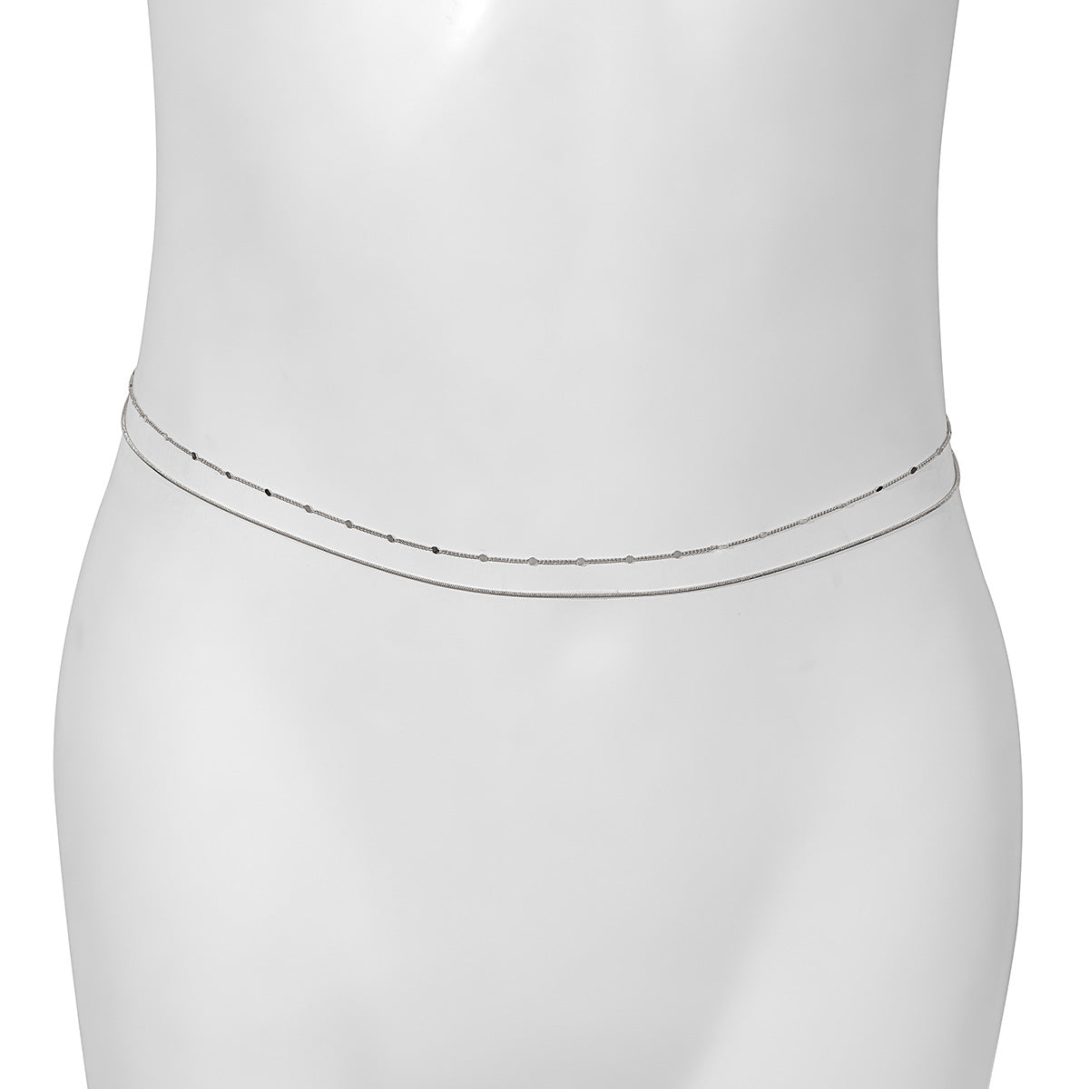 Collana a Catena Minimalista Geometrica per il Corpo da Donna con Accenti di Strass e Chiusura a Moschettone in Metallo