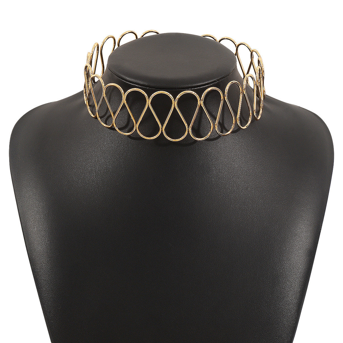Collar Gargantilla Metálica Geométrica con Forma de Onda Minimalista para Mujer con Acabado Galvanizado