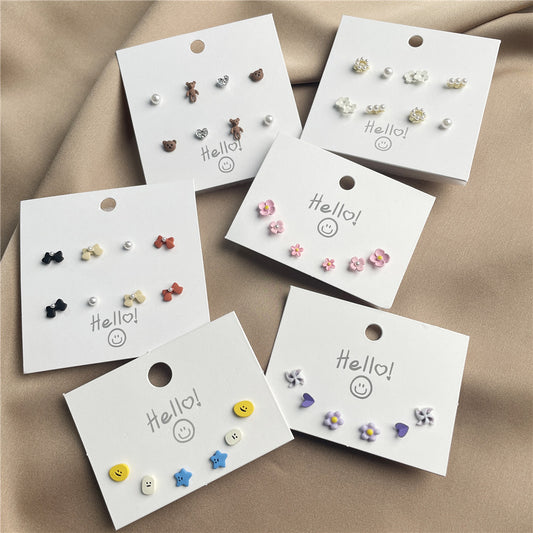 Minimalist Sweet Cartoon Heart 925 Sterling Silver Ceramic Plated Earrings