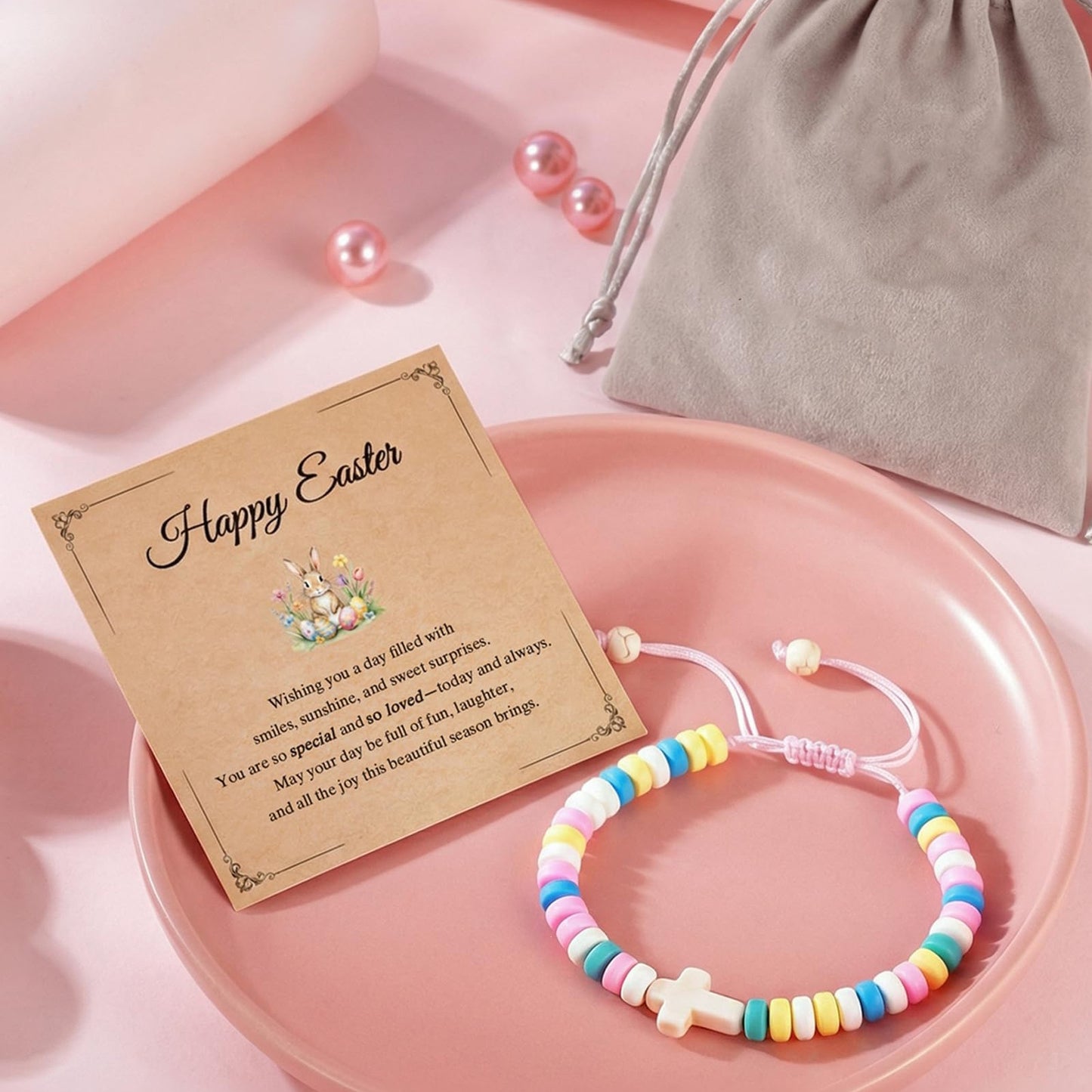 Bohemian Sweet Cross Turquoise Beaded Bracelet for Kids