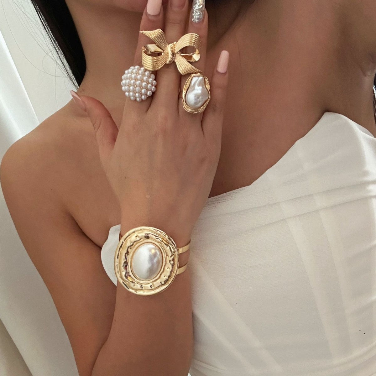 Fashion Geometric Bow Alloy Plated Open Ring for Women