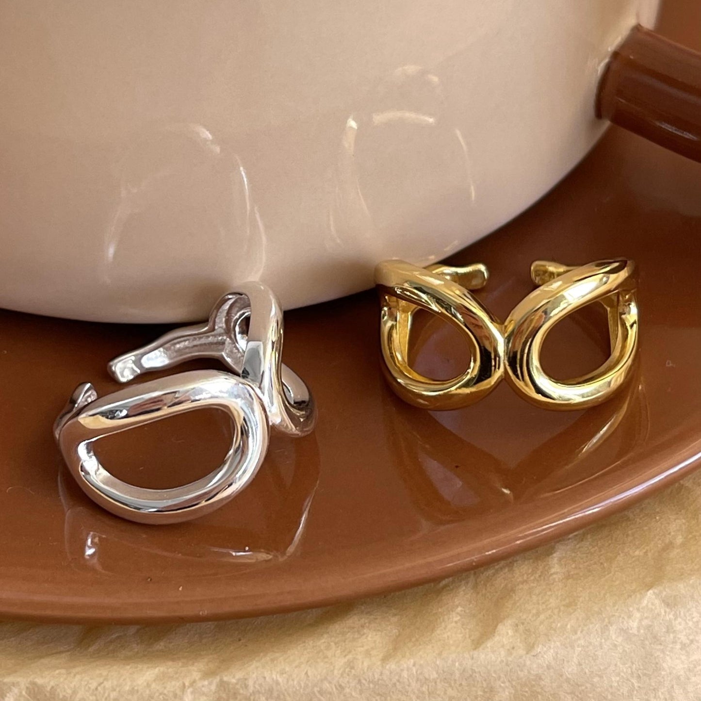 Anillo de plata de ley 925 con forma de corazón geométrico para mujer, estilo dulce, fresco y minimalista