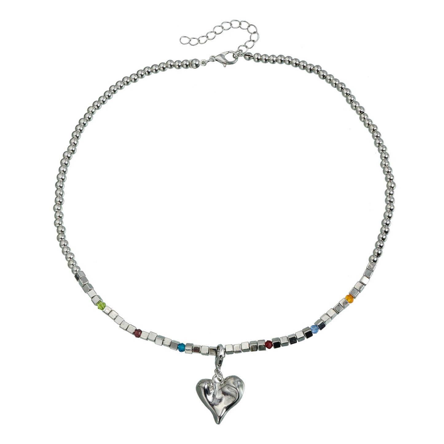 Collar con colgante geométrico de aleación en forma de corazón, dulce y atrevido, con acabado chapado para mujer