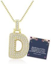 Sweet Hip-hop Letter Brass Cubic Zirconia Inlay Pendant Necklace Box Chain Unisex