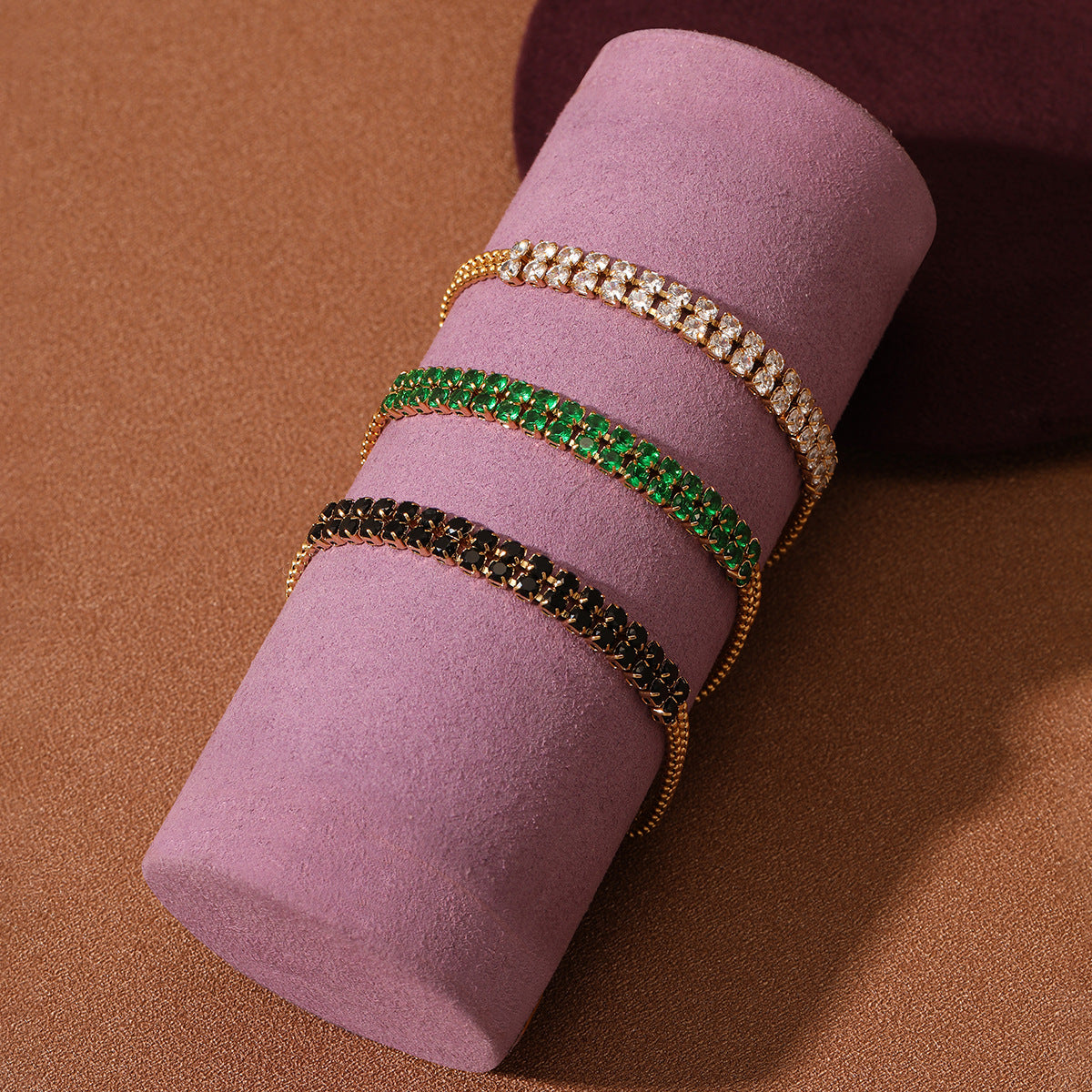 Pulsera geométrica de acero inoxidable a la moda para mujer con incrustaciones de diamantes de imitación, estilo de lujo chapado